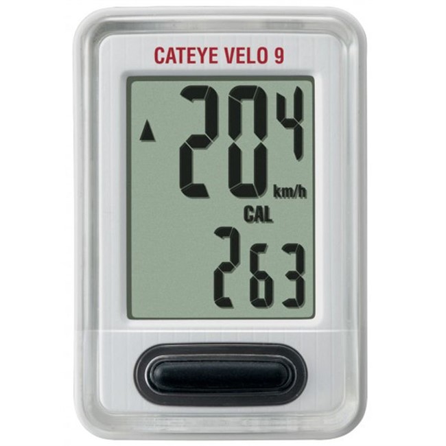 Cateye Velo 9 cykelcomputer - Hvid.